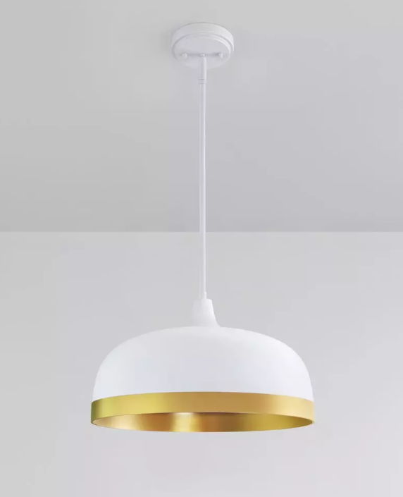 2 Available New! Korbel Matte White and Gold Pendant