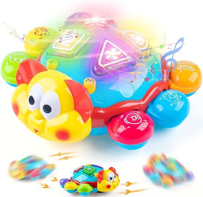 New! Baby Crawling Bilingual Learning Toy for Infants Educational Musical Light Up Toy Ladybug Tummy