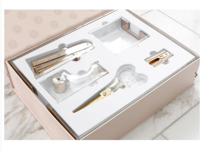 New! Salt By Sabrina Gold Acrylic Office Desk Organizer & Pen Holder. Home Decor. BUY 2 sets GET 1 set FREE