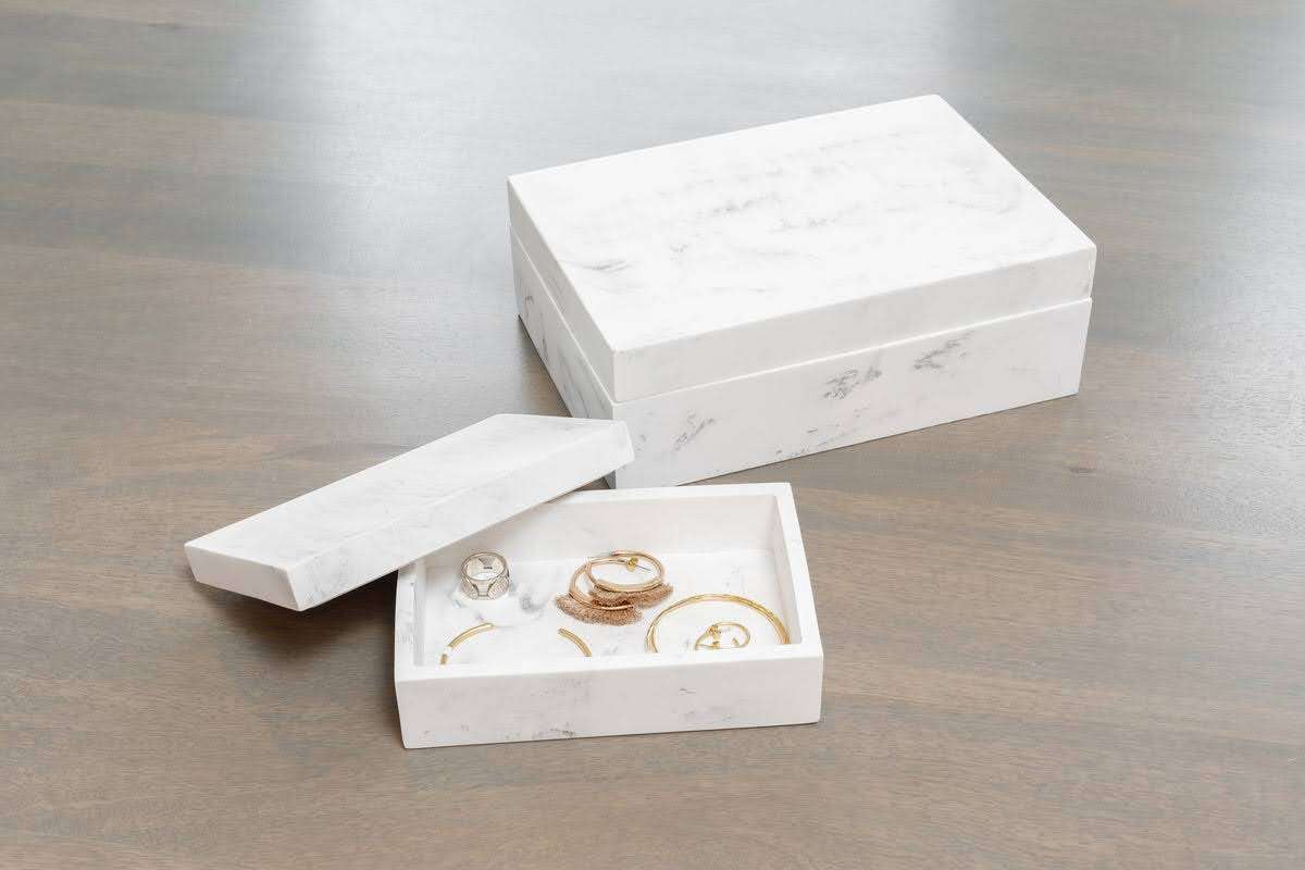 New! Small Salt By Sabrina Belize White Marble Storage Box Stone Jewelry. Decorative Box. Marble SPECIAL BUY 2 get 1 box FREE