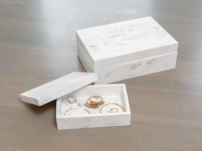 New! Small Salt By Sabrina Belize White Marble Storage Box Stone Jewelry. Decorative Box. Marble SPECIAL BUY 2 get 1 box FREE