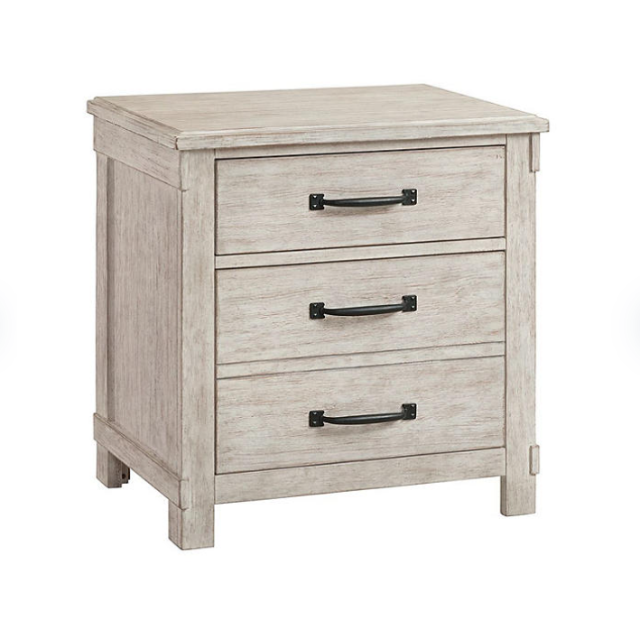 New in box! Society Den Jack 2-Drawer White Nightstand with USB Ports, Whitewash