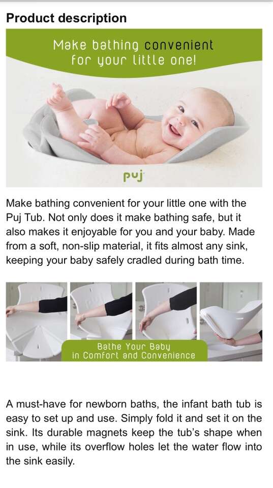 PUJ Foldable Baby Bath For Sink Baths