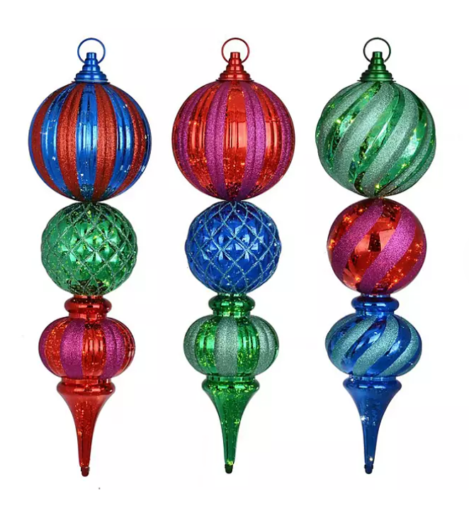 New! Member's Mark Jumbo Pre-Lit Shatterproof Ornament Stake Lights, Set of 3 Christmas Decorations