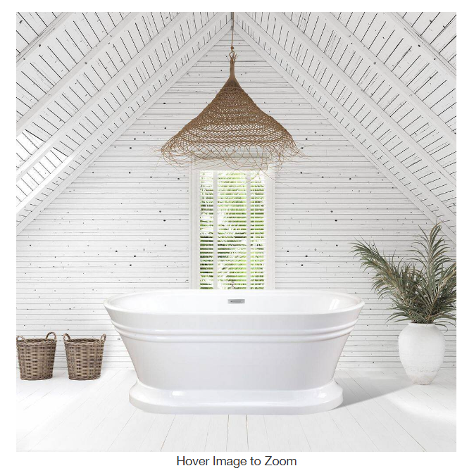 New! Solace 59 in. Acrylic Flatbottom Non-Whirlpool Soaking Freestanding Bathtub in White