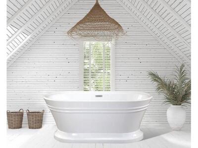 New! Solace 59 in. Acrylic Flatbottom Non-Whirlpool Soaking Freestanding Bathtub in White