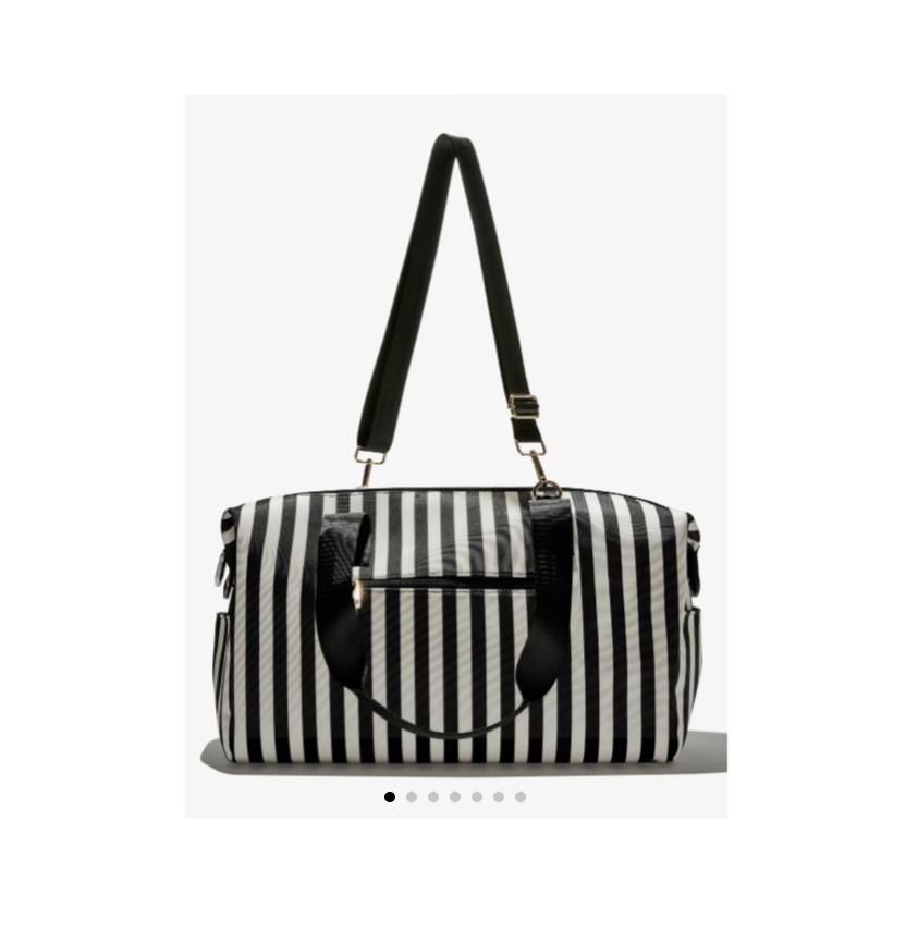 New! A+O X FABFITFUN DUFFLE BAG Alice and Olivia Black and White Striped 2 Available