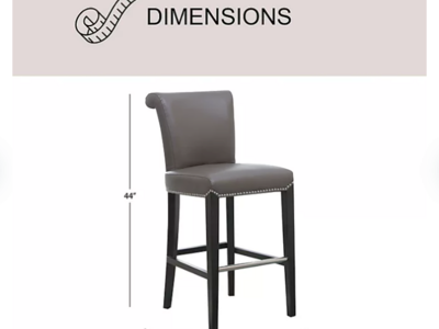 New! Soloman Gray Leather Bar Stool With Espresso Finish