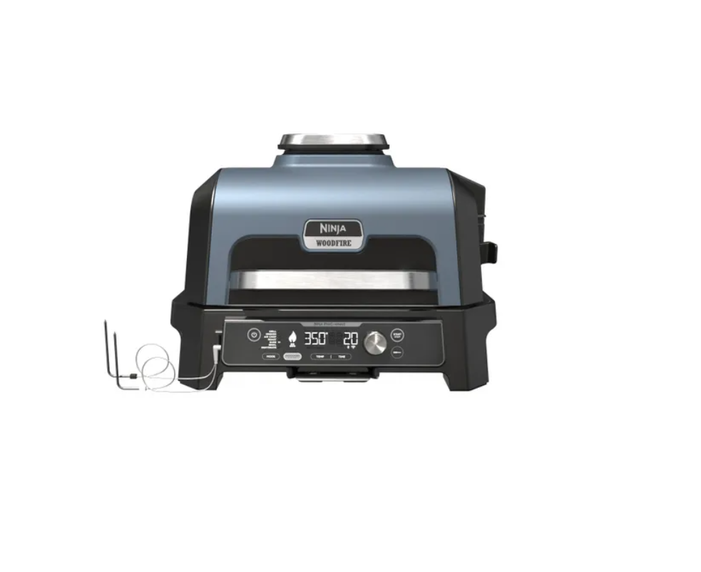 New! Woodfire Pro Connect Premium XL Outdoor Electric Grill and Smoker in Black with Air Fryer and 2 Built-In Thermometers