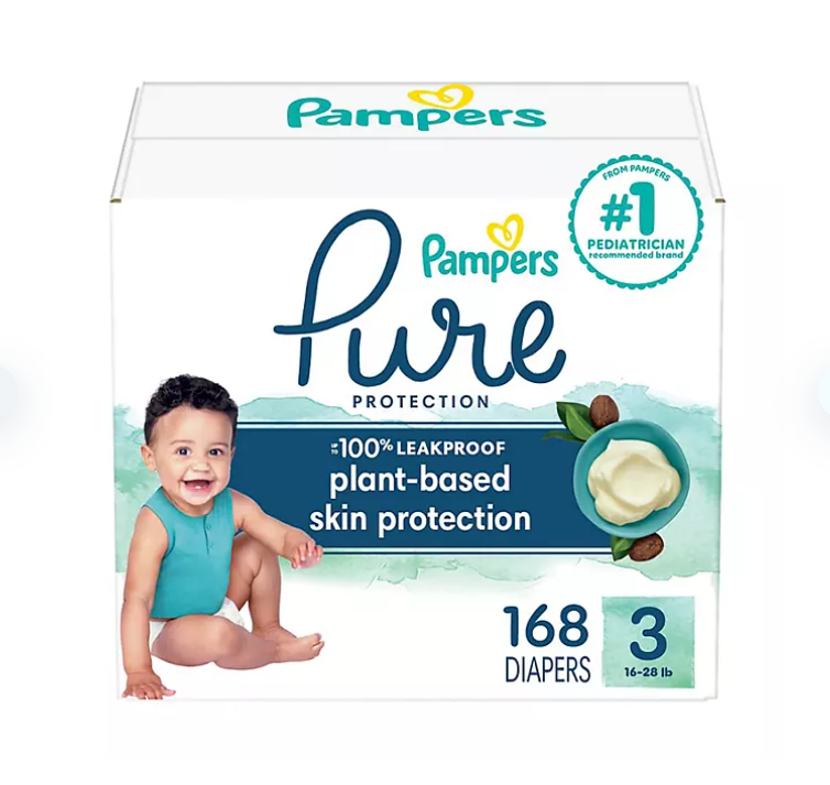 New! Pampers Pure Protection Diapers, Size 3 Pack of 168