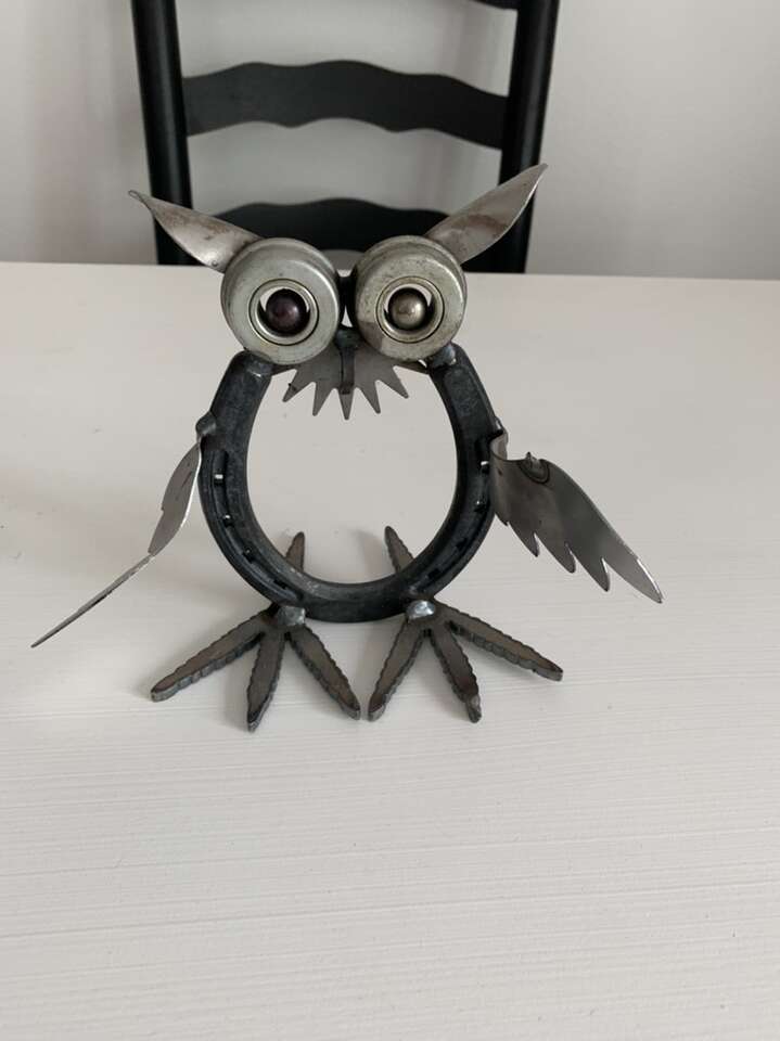 Horseshoe Owl Decor Metal Art