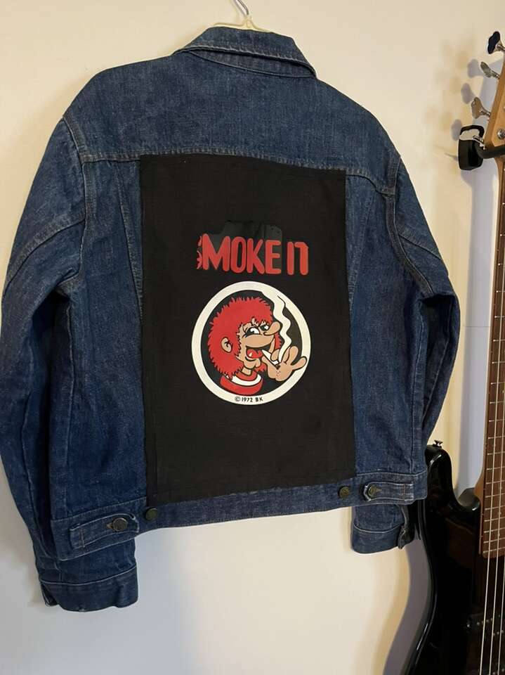 Vintage Denim Jacket Smoke It Decal Glow Buttons