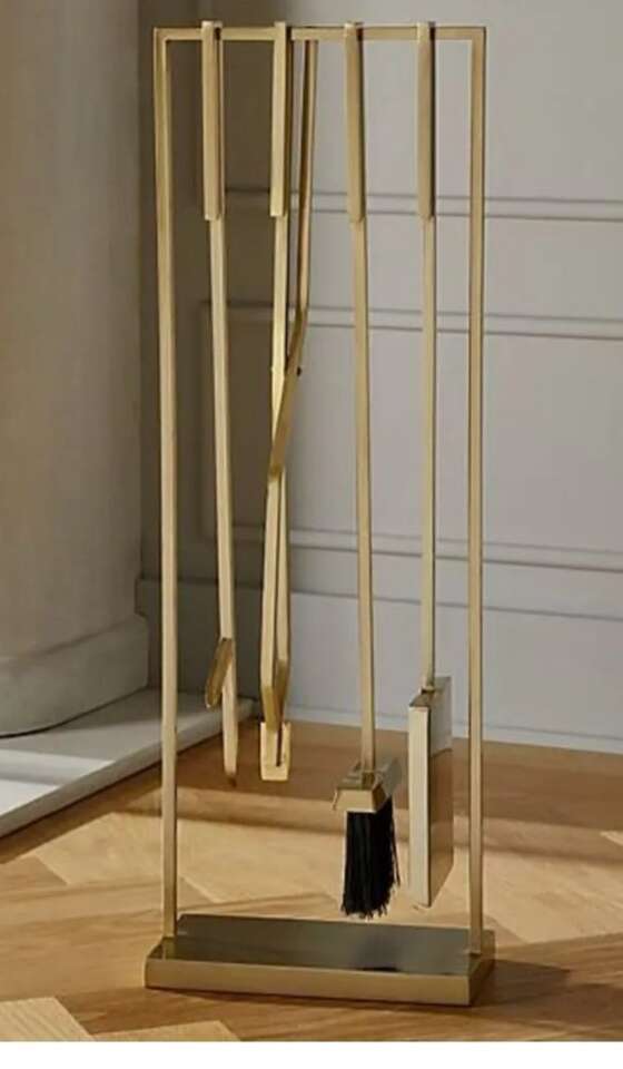 New BEND GOLD STANDING FIREPLACE TOOL SET