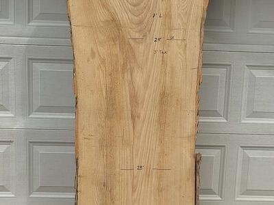 27" wide 7 ft long live edge hard wood slab
