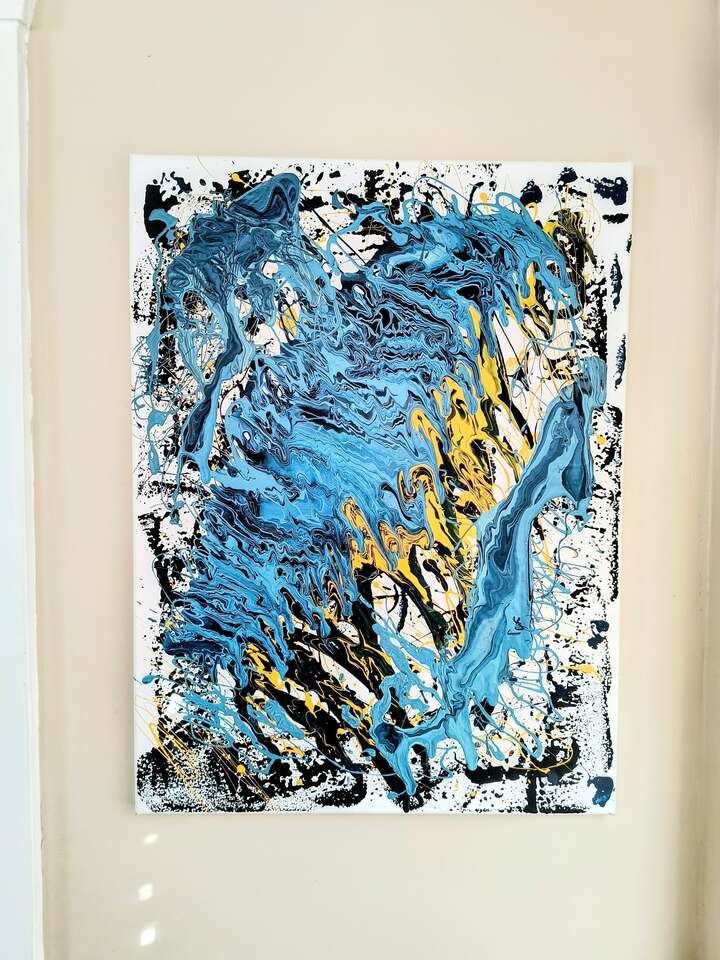 "Splash of Joy" Painting, Acrylic on canvas 24"x18" Art frame