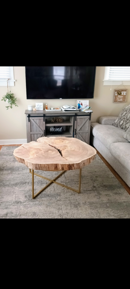 Stunning live/raw edges one of a kind coffee table