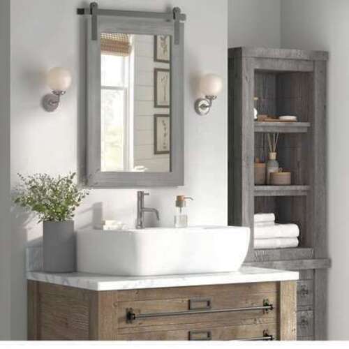 New in box grey farmhouse mirror