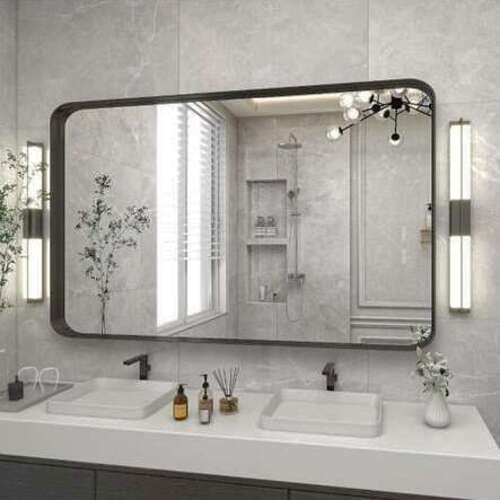 New in box 30 x 48 black steel frame mirror