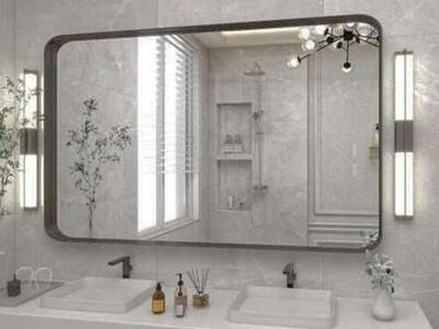 New in box 30 x 48 black steel frame mirror