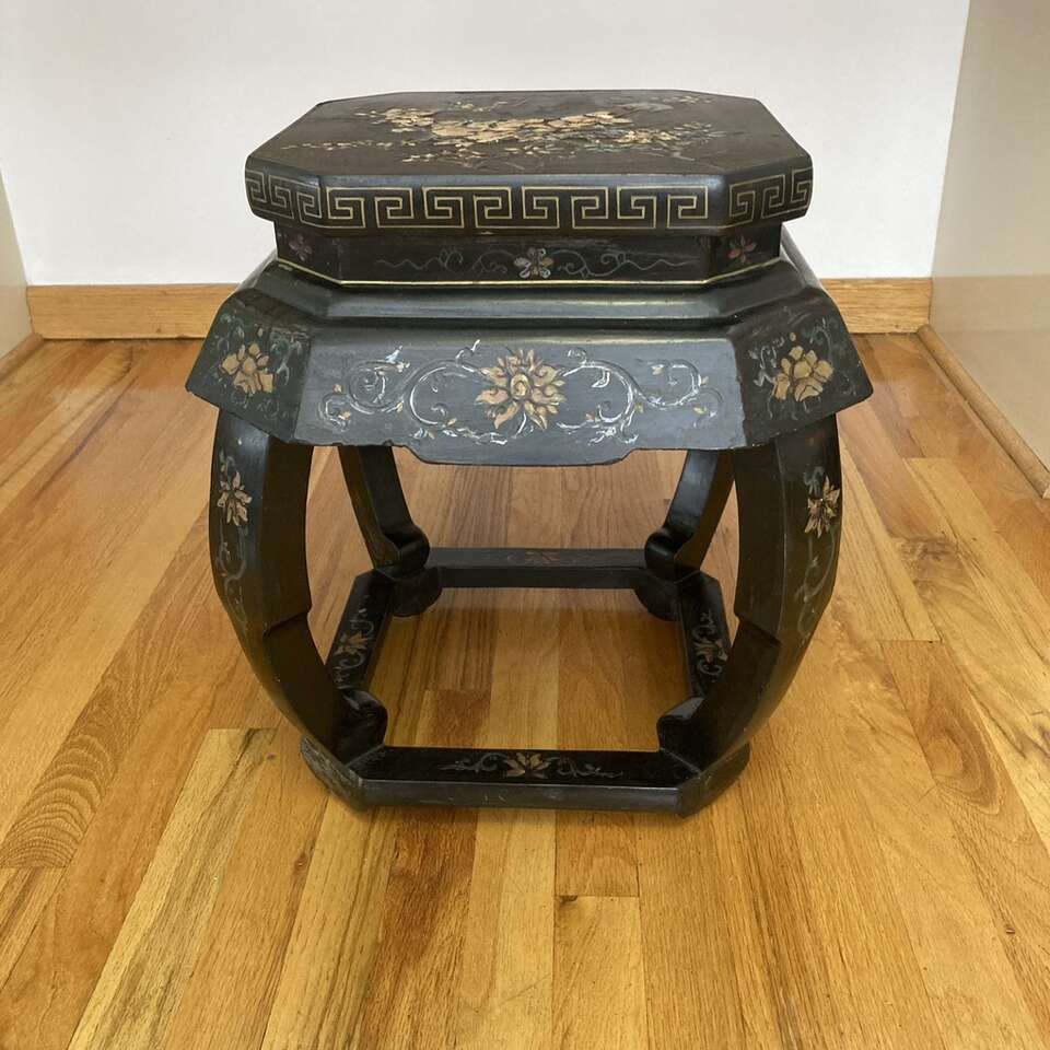 Vintage Chinese Wood Stool-SideTable-Plant Stan