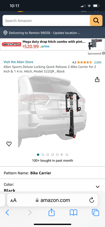 Allen 2-bike vehicle carrying rack