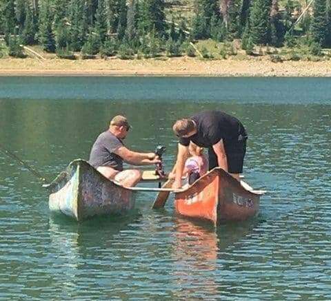 2 viking canoes with trailer