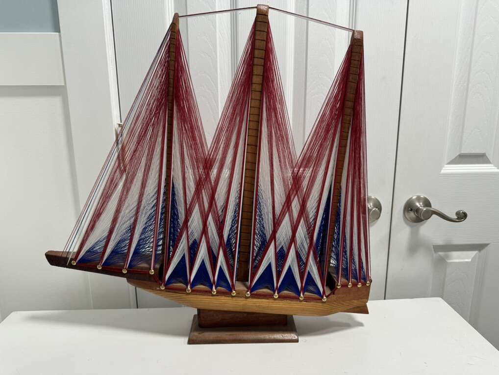 Vintage String Art Sailboat All The Way From Haiti