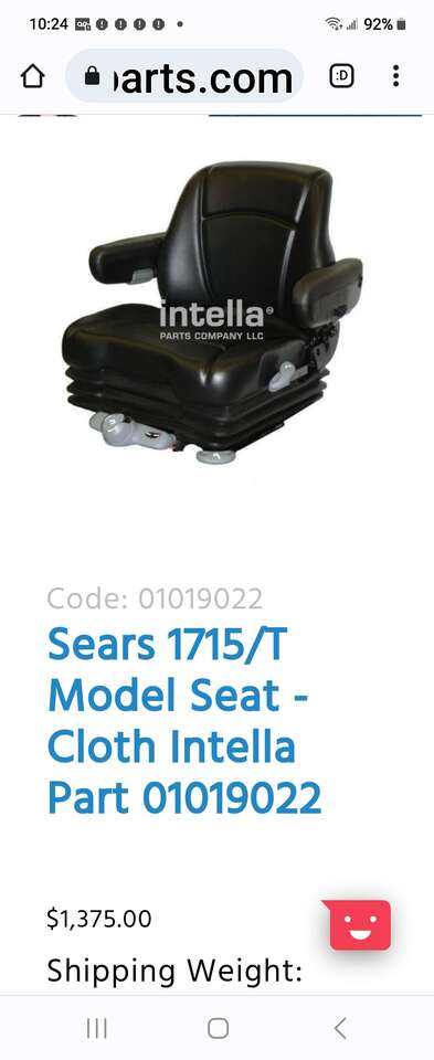 Sears Equipment Seat