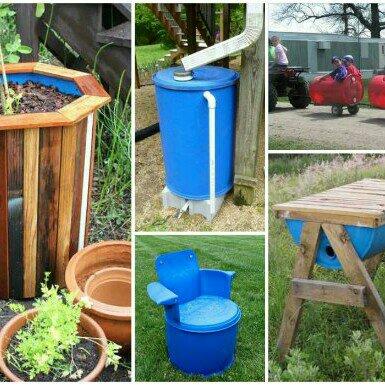 Blue 55 Gallon Barrels drums for projects,feeders,