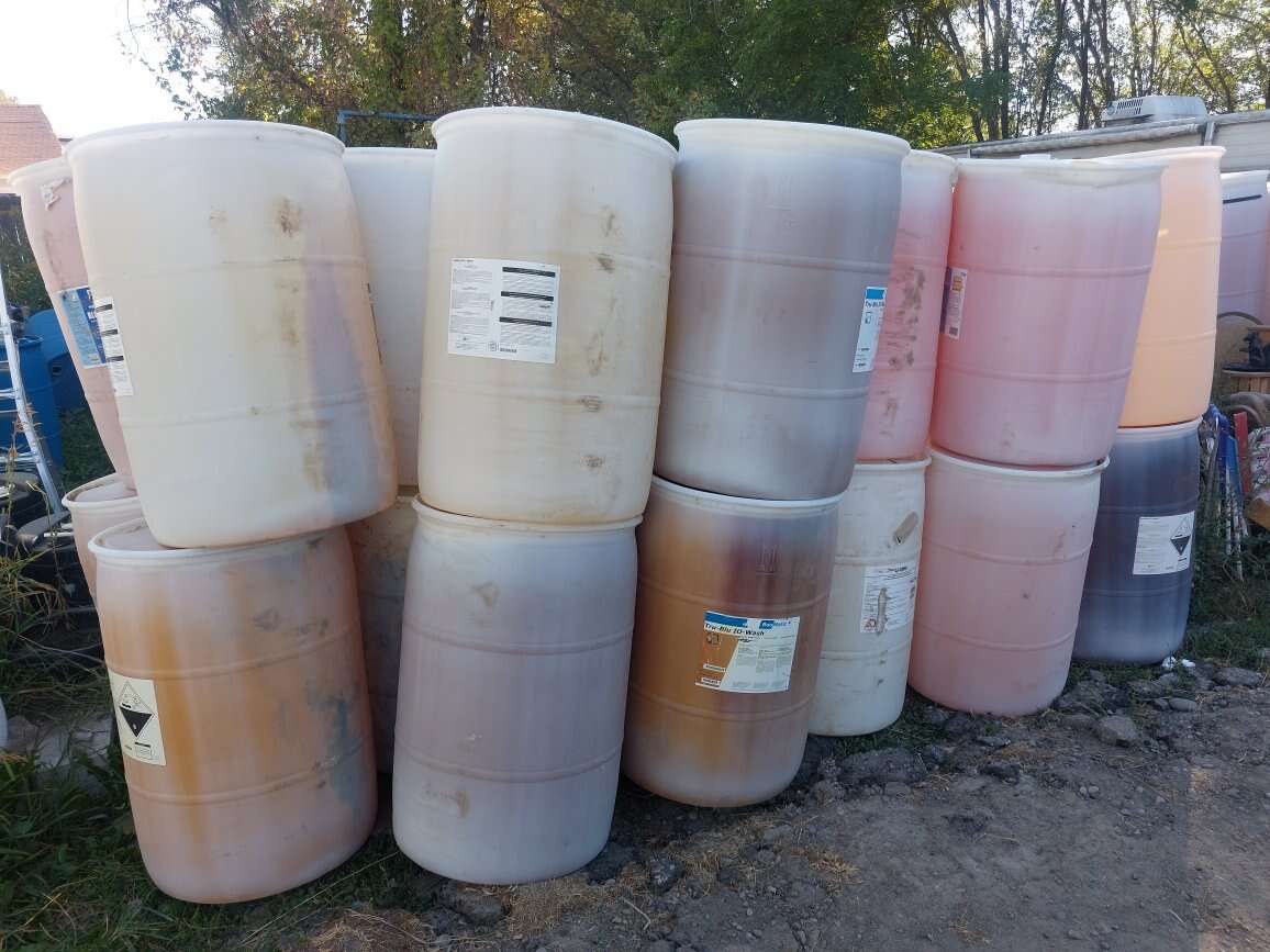 White 55 Gallon plastic barrels CLEARANCE