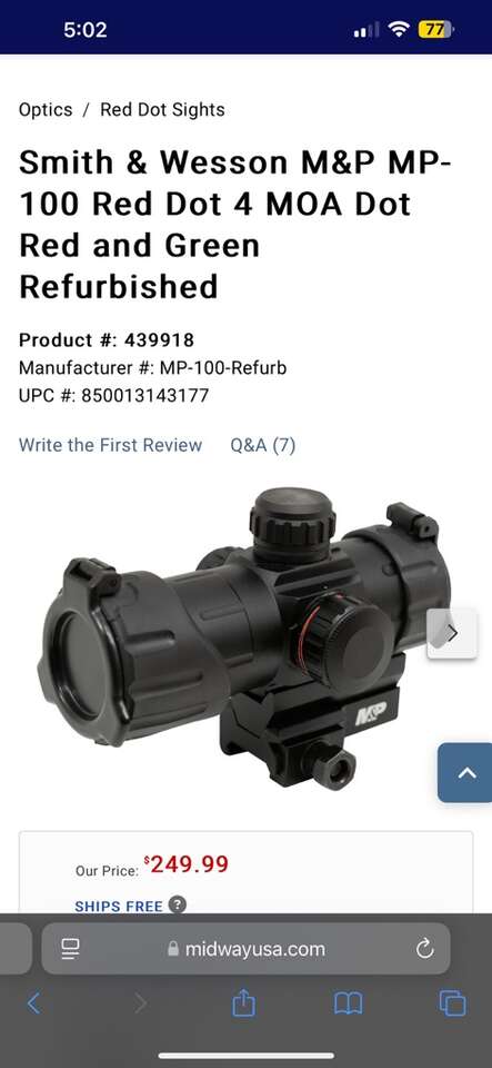 Smith And Wesson Mp-100 Optic