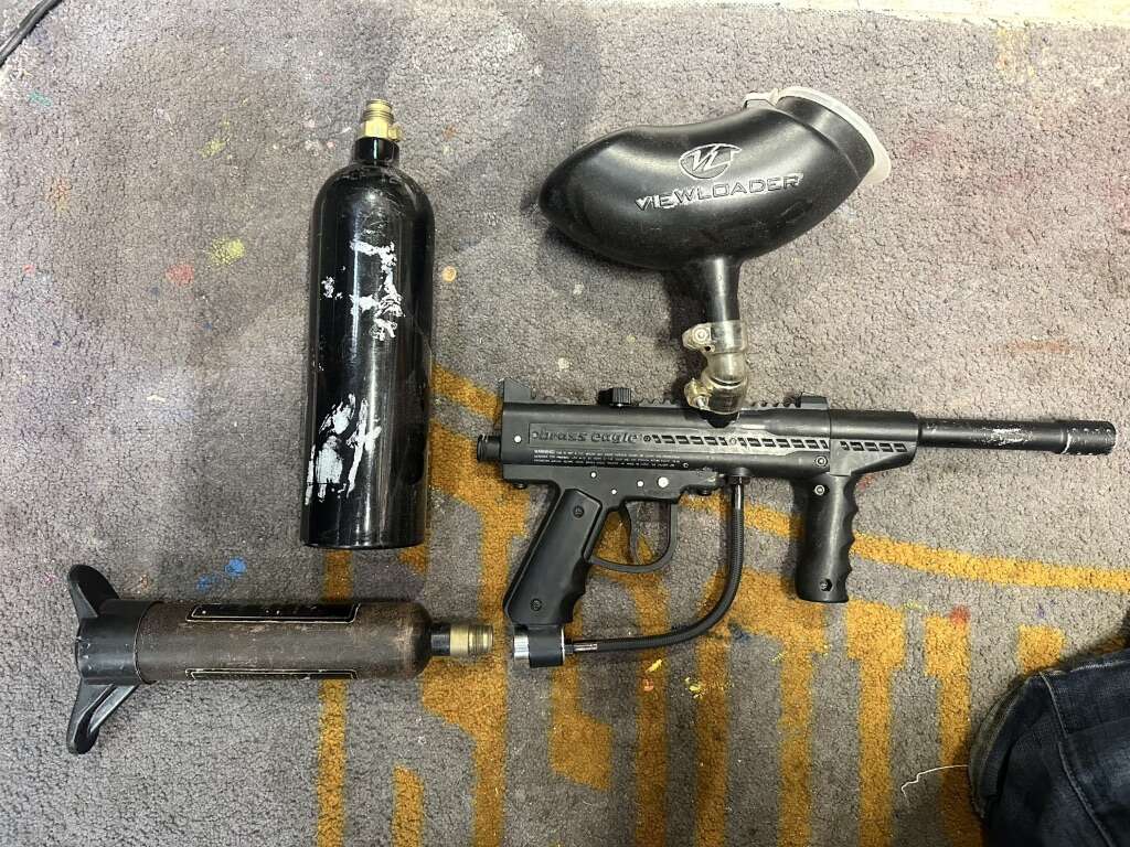 Brass Eagle Paintball Gun W/hopper & 2 Tanks
