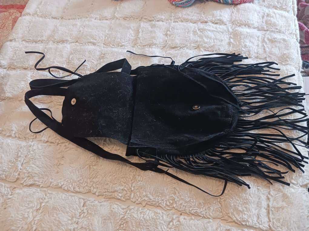 Black Suede Shoulder Purse.