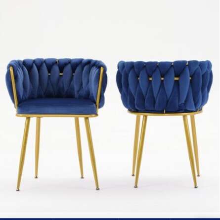 Bybafun 2 Modern Blue Velvet Club Chair Set Of 2