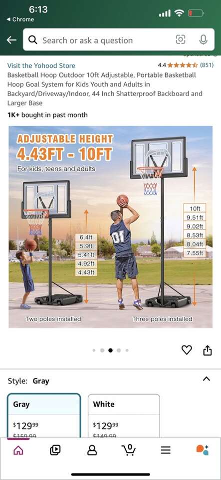 Basketball Hoop Outdoor 10ft Adjustable, Portable