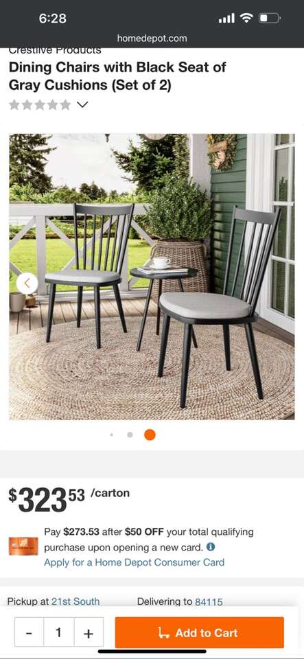 Dining Chairs with Black Seat of Gray Cushions NEW