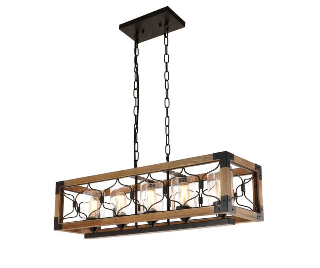 Anmytek Rectangle Wood Chandelier Rustic NEW