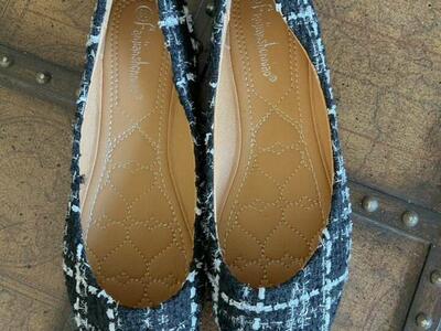 New! Black Plaid Flats 7/38 Fanjianshonniao