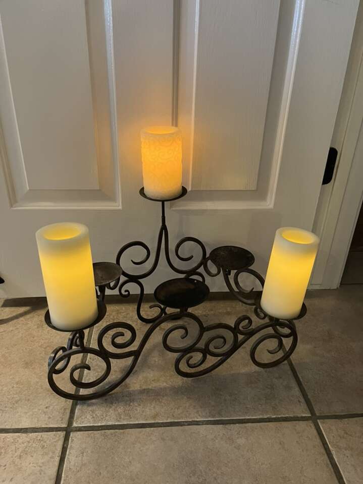 Metal Scroll Candle Holder