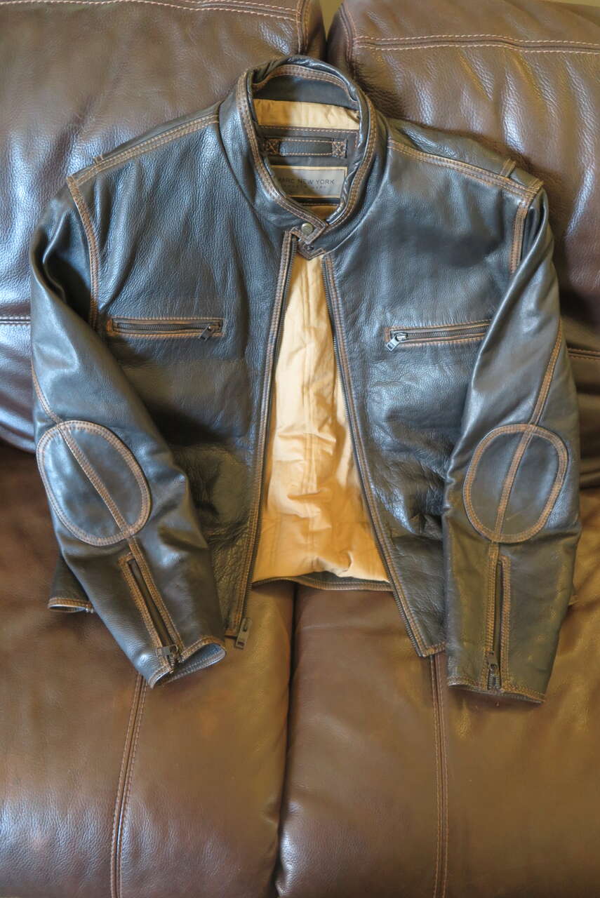 andrew marc NY xxl heavy duty leather jacket/north face jacket