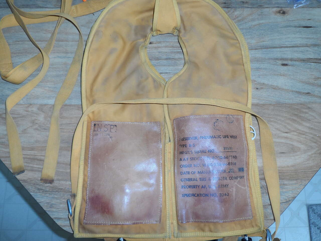 PRESERVER, PNEUMATIC LIFE VEST TYPE B-5 JULY 1945