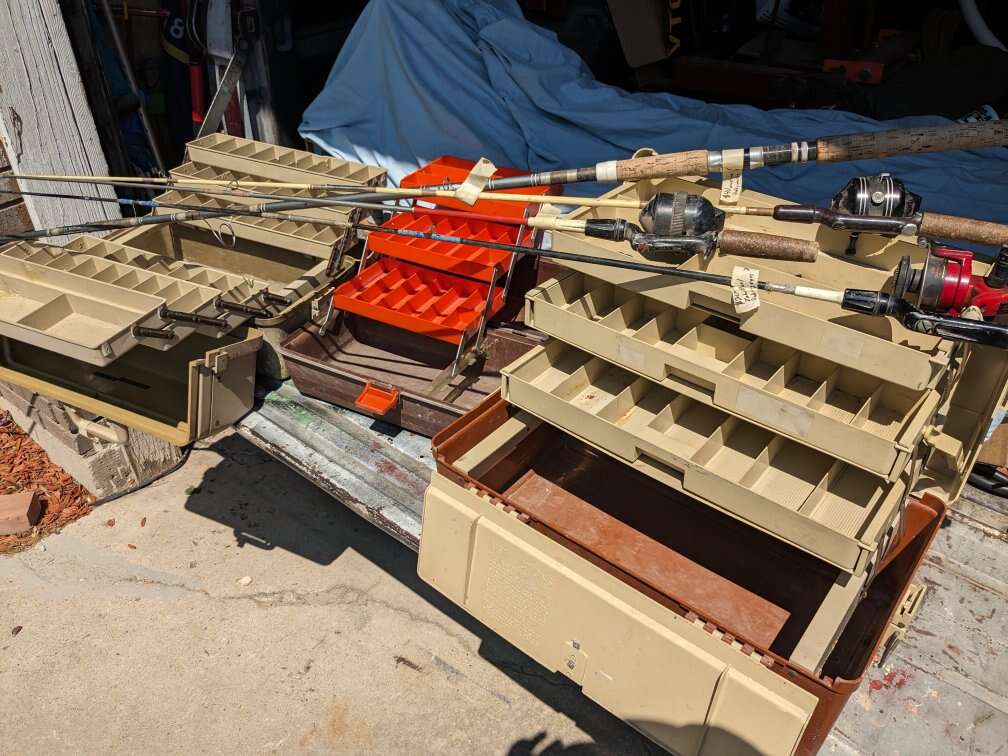 Rods reels casting fishing vintage old tackle box