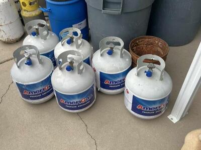 5 Gallon, Full Propane Tanks $50 Ea. Certified.