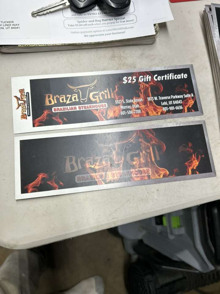 Braza Grill Gift Cards $20 Ea.