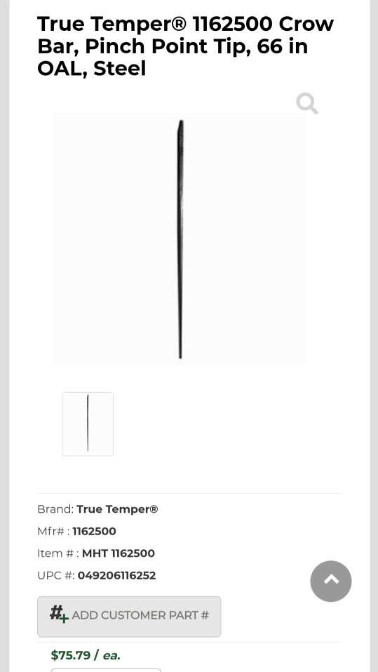 True Temper 66" crow bar