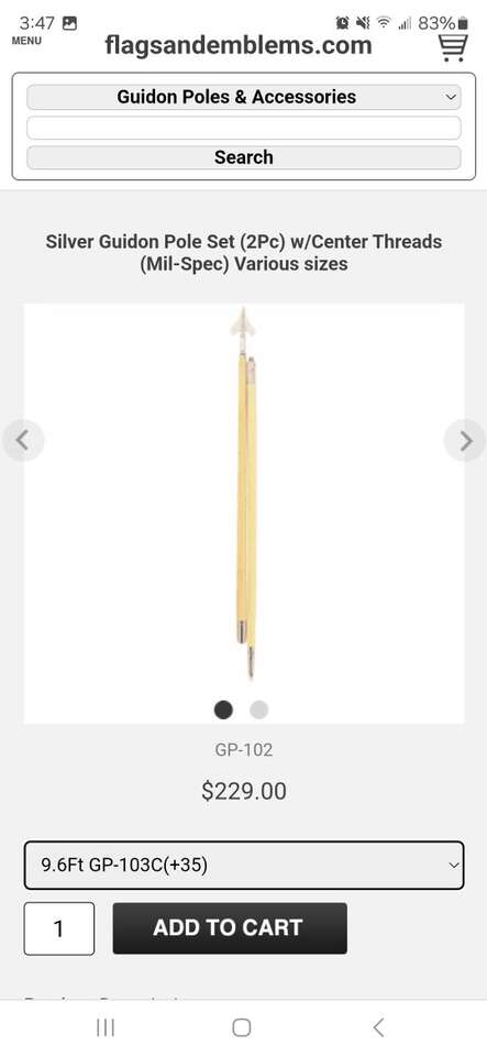 silver guidon flag pole