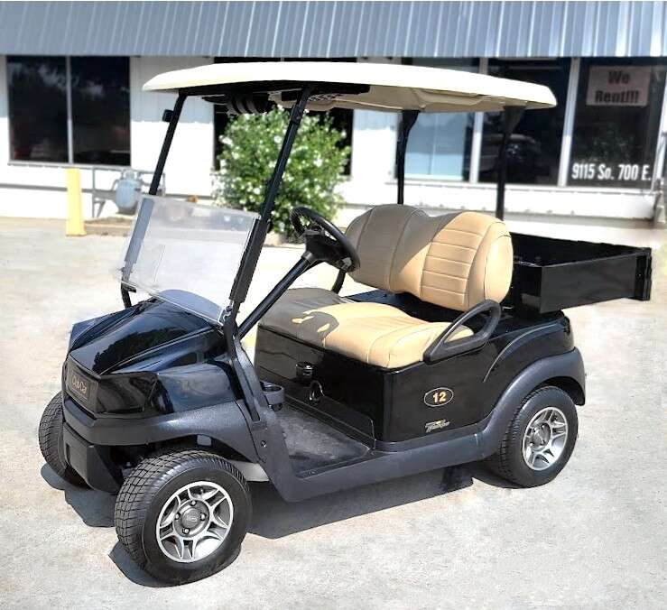 Professionally Refurbished Tuxedo Black 2020 Club Car Tempo Golf Cart with Lithium Battery and Cargo Box