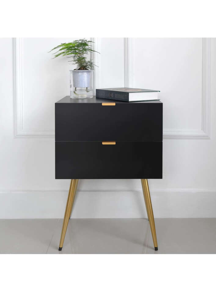 (NEW/BOX)Black Nightstand, Wood End T… Furniture