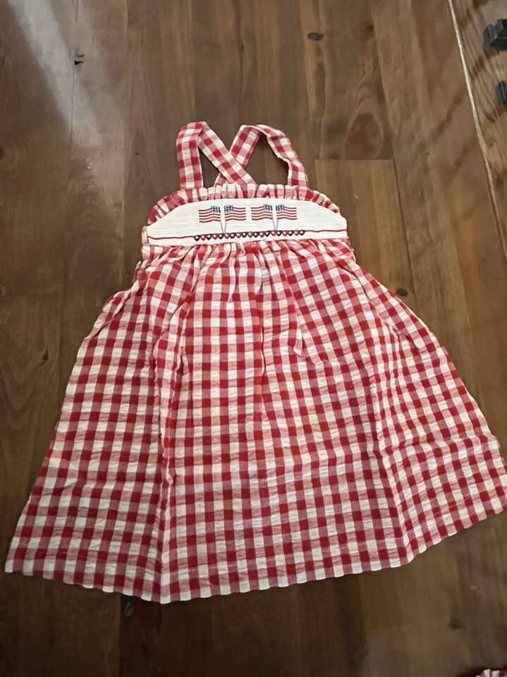 Girls Honeydew Brand Smocked American Flag Dress