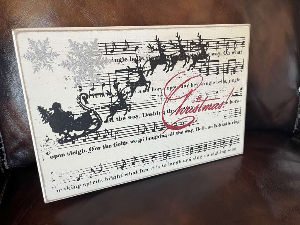 Christmas Jingle Bells  sign 12 by 8 by 1.5